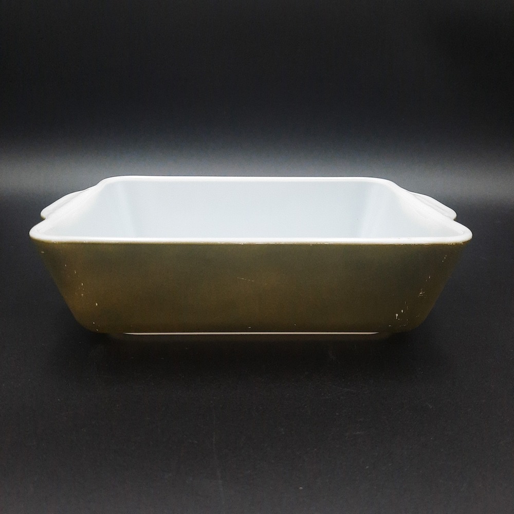 Vintage Pyrex 6 x 9 Inch‎ Baking Dish Olive Green Ovenware Made in USA
